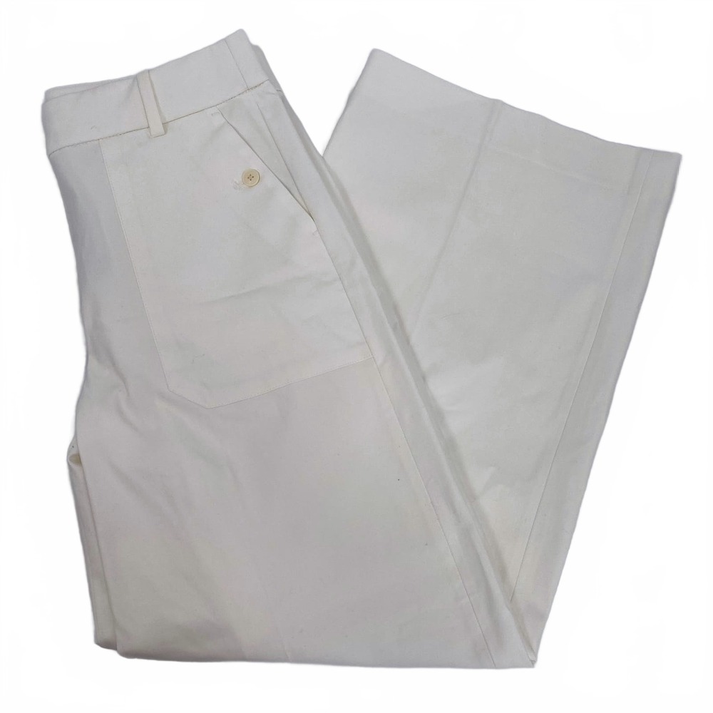 J. Crew Cream Wide-Leg Trousers | Cotton & Viscose, Size 10 Tall